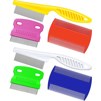 6 Pieces Pet Lice Combs Dog Grooming Flea Comb Cat Tear Stain Comb for Removal Dandruff, Hair Stain, Nit (White, Yellow, Green, Purple, Orange, Dark Blue)